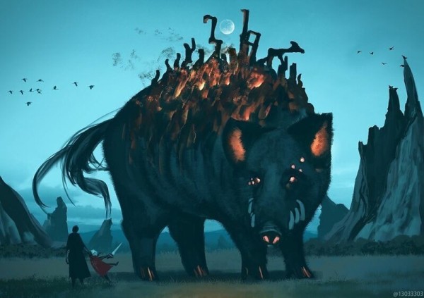 Японская художница Monokubo и ее позитивные миры с животными-гигантами Японская художница Monokubo и ее позитивные миры с животными-гигантами