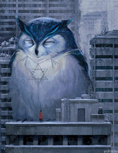 Японская художница Monokubo и ее позитивные миры с животными-гигантами Японская художница Monokubo и ее позитивные миры с животными-гигантами