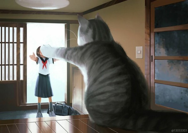 Японская художница Monokubo и ее позитивные миры с животными-гигантами Японская художница Monokubo и ее позитивные миры с животными-гигантами