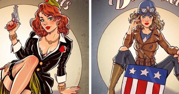 Русский пинап от Андрея Тарусова — такими героев вселенной Marvel вы еще не видели Русский пинап от Андрея Тарусова — такими героев вселенной Marvel вы еще не видели