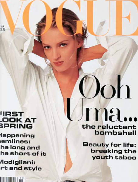 Ума Турман: от первой обложки Vogue в 15 лет до возвращения через 40 лет