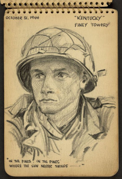 Вторая мировая война в рисунках 21-летнего солдата, сделанных в 1944 году